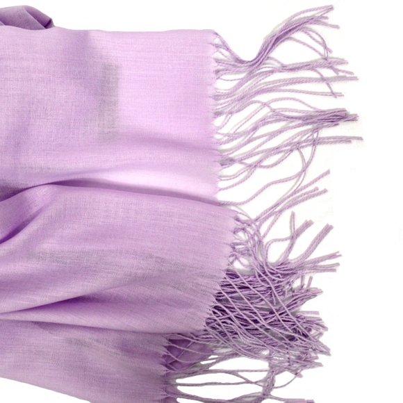 Oblong Long Wide Semi-sheer Woven Soft Scarf with Fringe in Lavender - Picture 2 of 2